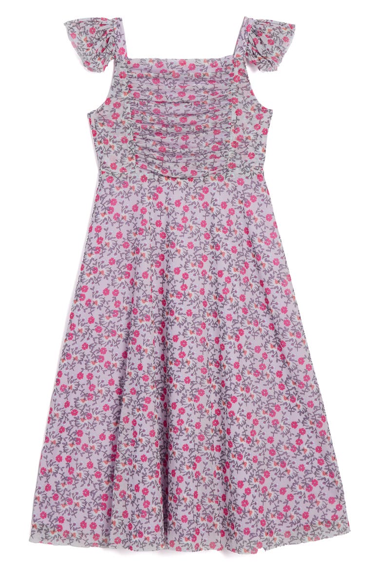 Kids' Floral Mesh Dress, Main, color, LILAC