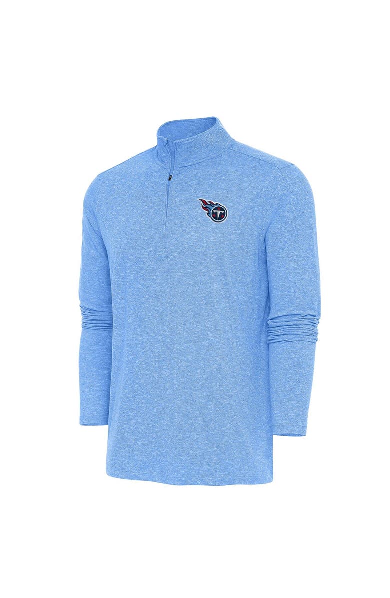 ANTIGUA Men's Antigua Heather Light Blue Tennessee Titans Hunk Quarter-Zip Pullover Top, Main, color,