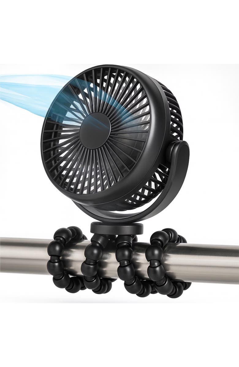 Luminuxe Portable Rechargeable Flexible Tripod Stroller Fan, Main, color, Black