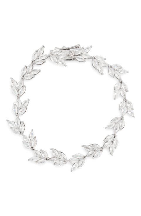 Cubic Zirconia Leaf Bracelet