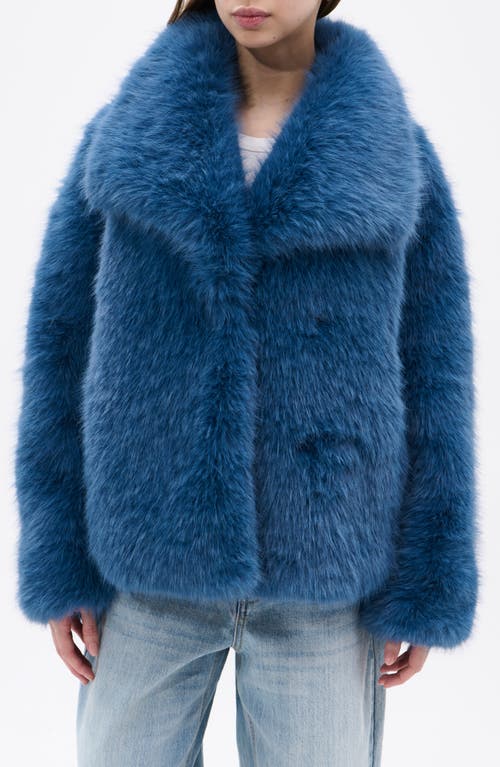Azalea Wang Regina Faux Fur Jacket In Blue
