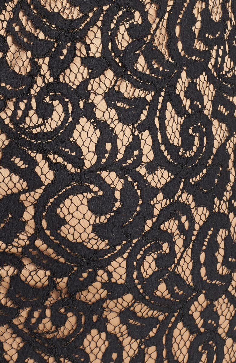 Tadashi Shoji Illusion Yoke Lace Sheath Dress, Alternate, color,