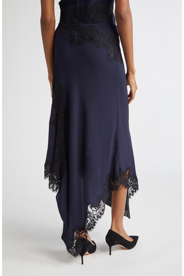 Hartley Lace Detail Asymmetric Slip Skirt, Alternate, color, NAVY