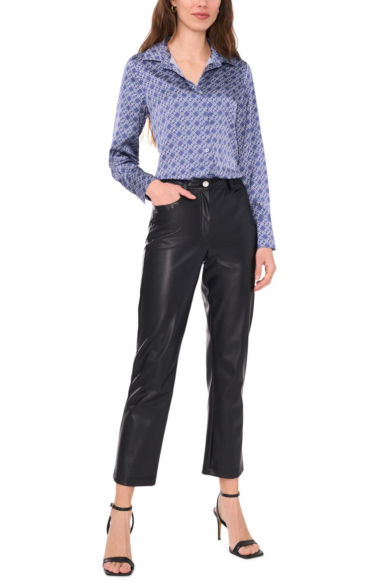 Long Sleeve Satin Button-Up Shirt, Alternate, color, VINTAGE INDIGO