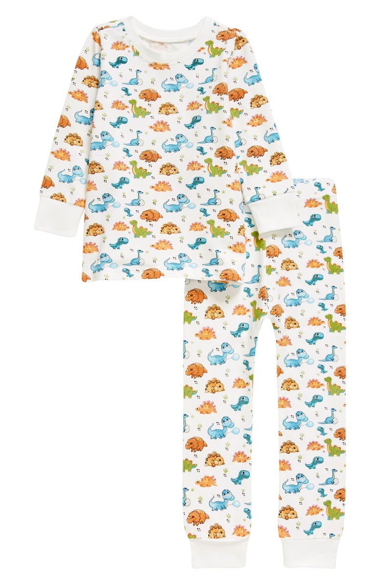 Norani Baby Dinos Stretch Organic Cotton Pajamas, Main, color, 