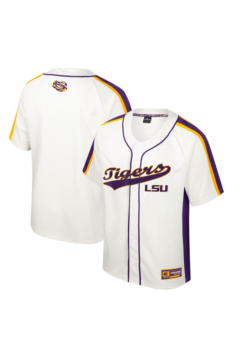 COLOSSEUM Men's Colosseum Cream LSU Tigers Ruth Button-Up Baseball Jersey, Alternate, color, 