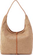 HOBO La Jolla Straw & Leather Hobo Bag