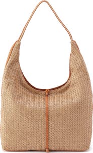 HOBO La Jolla Straw & Leather Hobo Bag