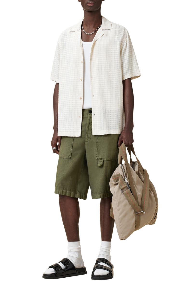AllSaints Talbot Cotton Shorts, Alternate, color, Eden Green