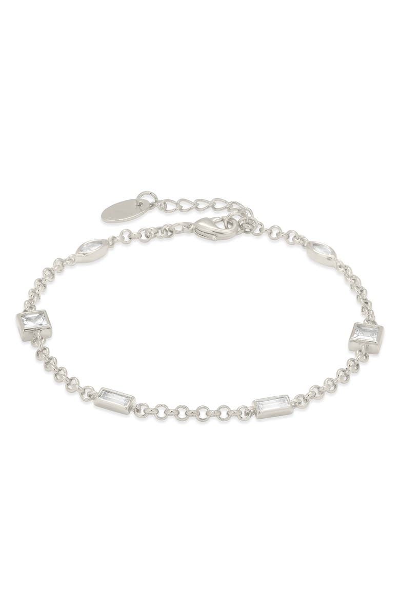 Sterling Forever Zavanni Cubic Zirconia Bracelet, Alternate, color, 