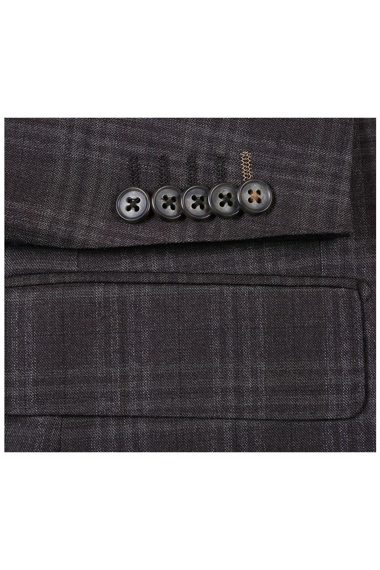 Plaid Trim Fit Notch Lapel Wool Blend Two-Piece Suit, Alternate, color, BROWN