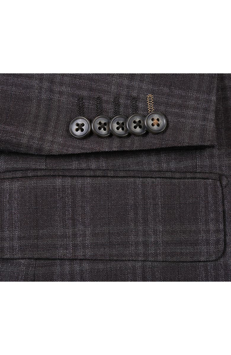 English Laundry Plaid Trim Fit Notch Lapel Wool Blend Two-Piece Suit, Alternate, color, Brown