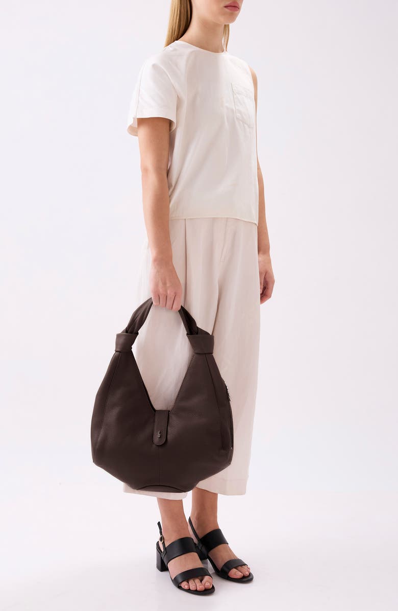 behno Nelli Pebble Leather Hobo Bag, Alternate, color, Cacao