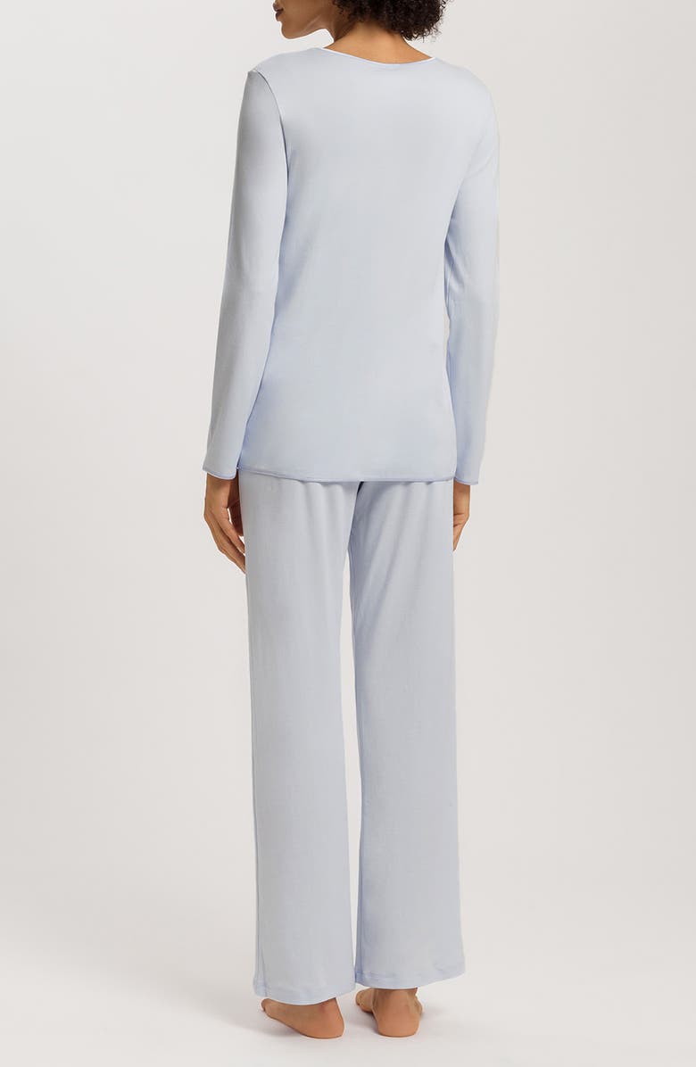 Hanro Long Sleeve Cotton Jersey Pajamas, Alternate, color, Powder Blue