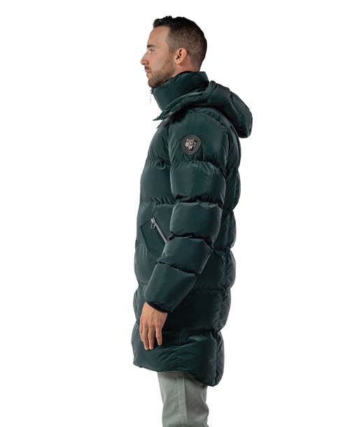 Woodpecker Penguin Long Length Quilted Coat In Green