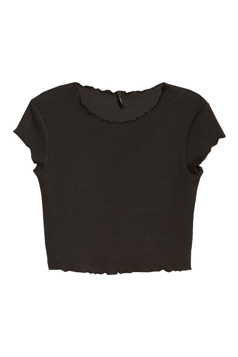 Kitty Lettuce Edge Crop Top, Alternate, color, BLACK