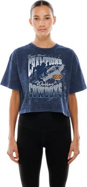 New Era Women's New Era Navy Dallas Cowboys Cropped Boxy Sport Classics Mineral Wash T-Shirt