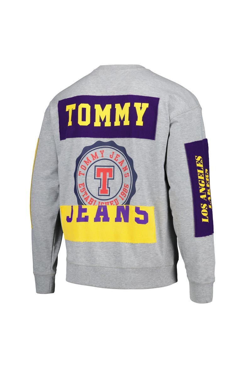 Men's Tommy Jeans Heather Gray Los Angeles Lakers Hayes Crew Neck Pullover Sweatshirt, Alternate, color, Heather Gray