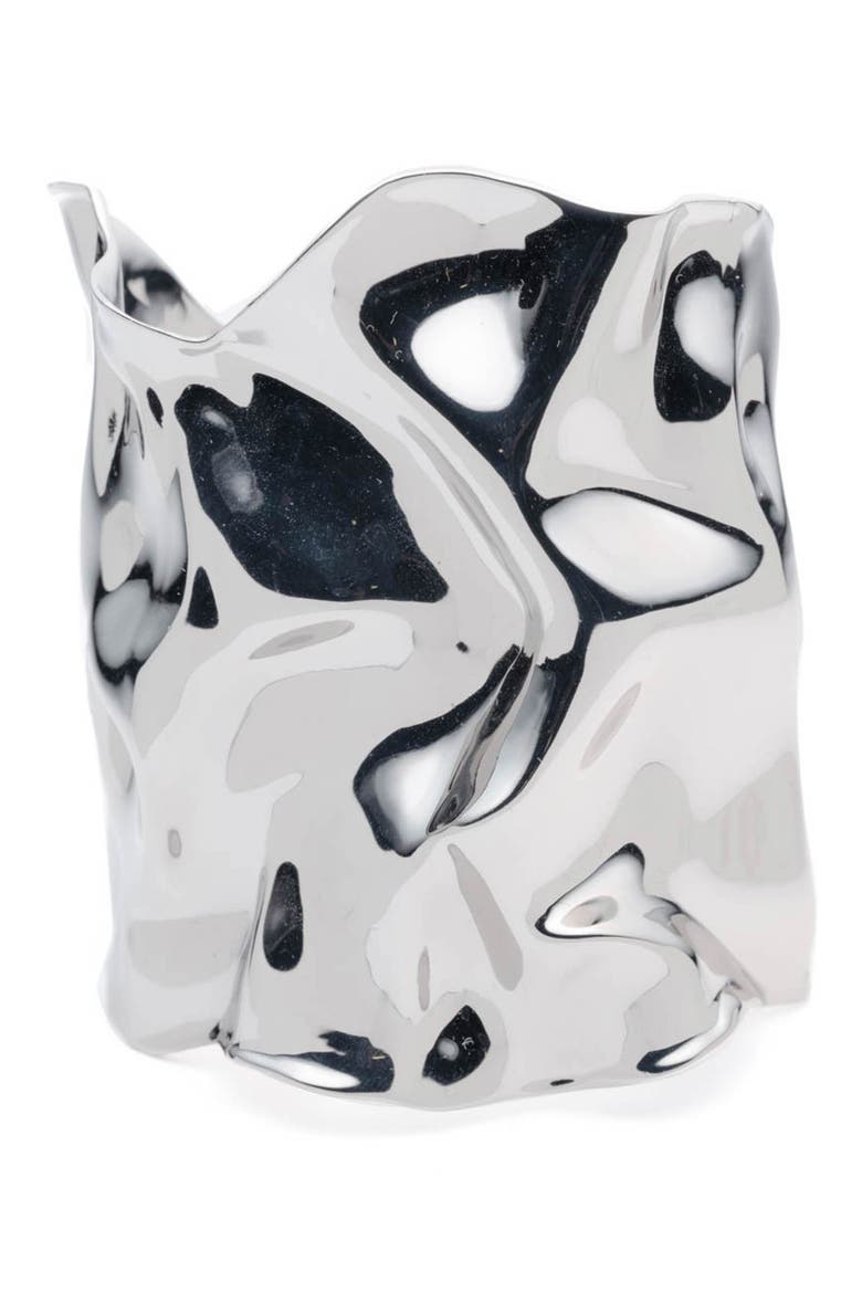 Crumpled Wide Cuff, Main, color, SILVER