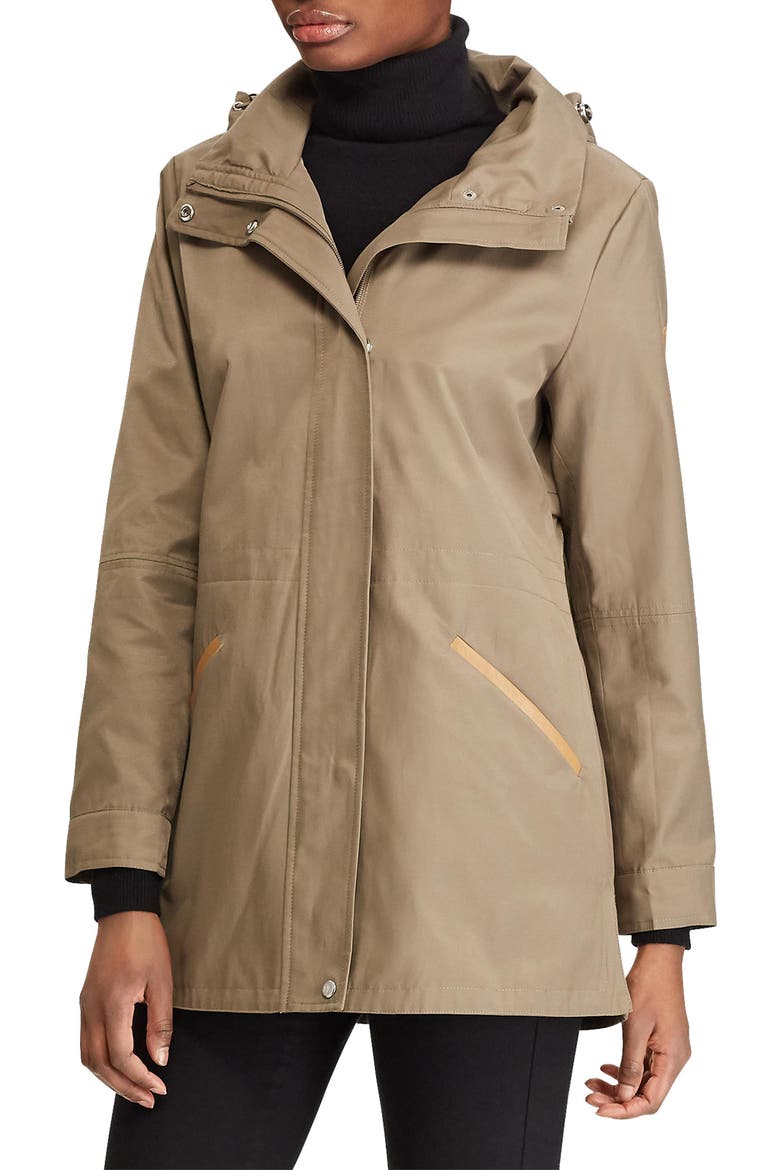 Stowaway Hood Drawstring Waist Anorak, Main, color, LIGHT MOSS