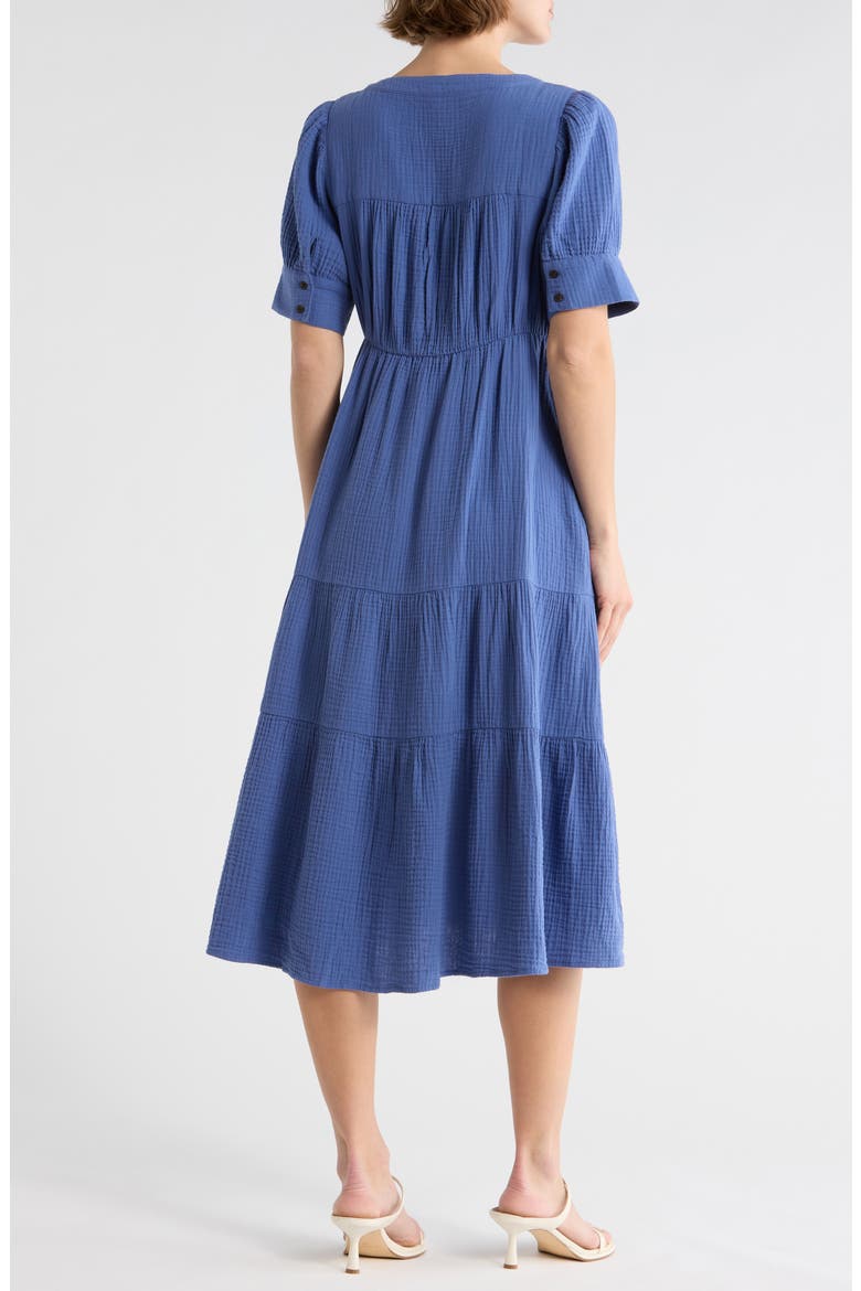Lightspun Tiered Button Front Midi Dress, Alternate, color, WATERFALL