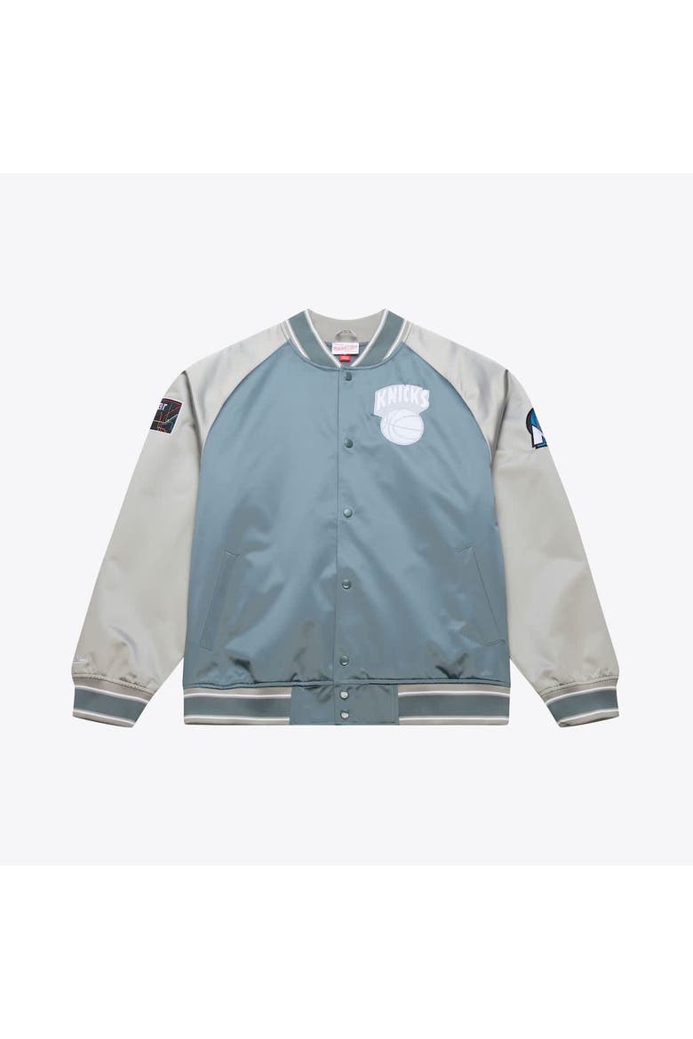 Men's Mitchell & Ness  Blue/Silver New York Knicks Thunderstorm Lightweight Satin Full-Snap Jacket, Main, color, Blue