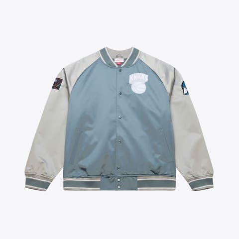 Men's Mitchell & Ness  Blue/Silver New York Knicks Thunderstorm Lightweight Satin Full-Snap Jacket