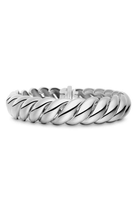 Sculpted Cable Bracelet in Sterling Silver, 14mm