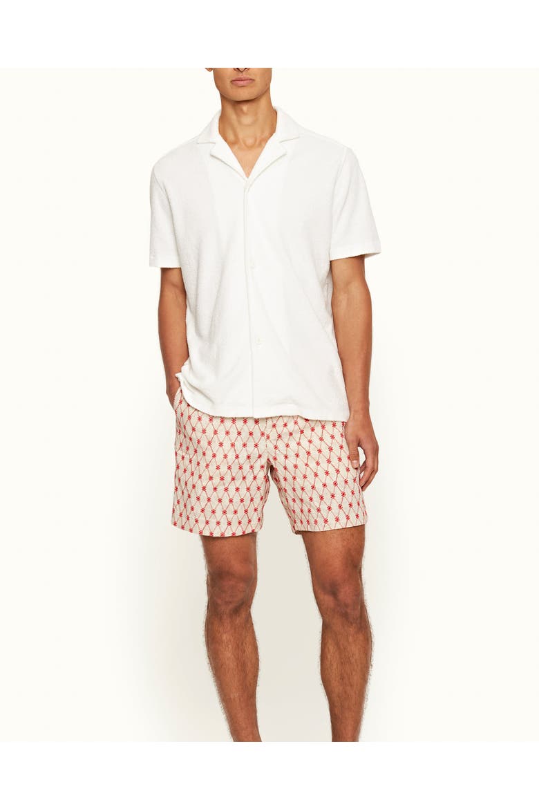 Alex Cotton-Linen Relaxed-Fit Shorts, Main, color, SUMMER RED/WHITE SAND