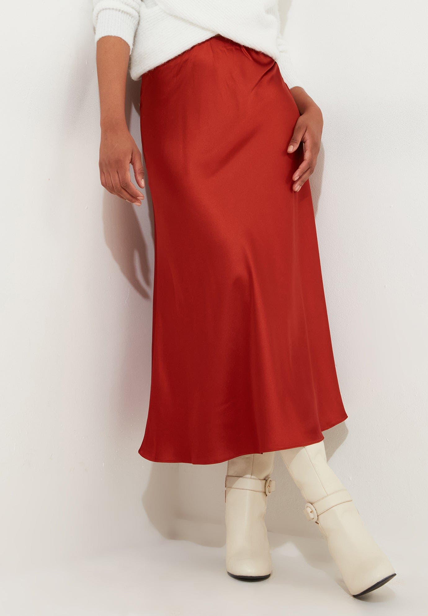 Fluted Satin Midi Skirt - image 2