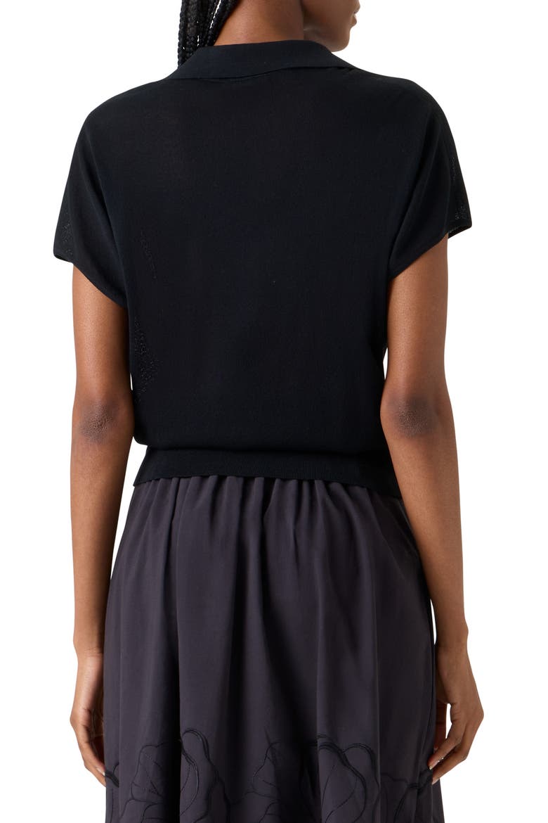 Relaxed Fit Polo Sweater, Alternate, color, BLACK