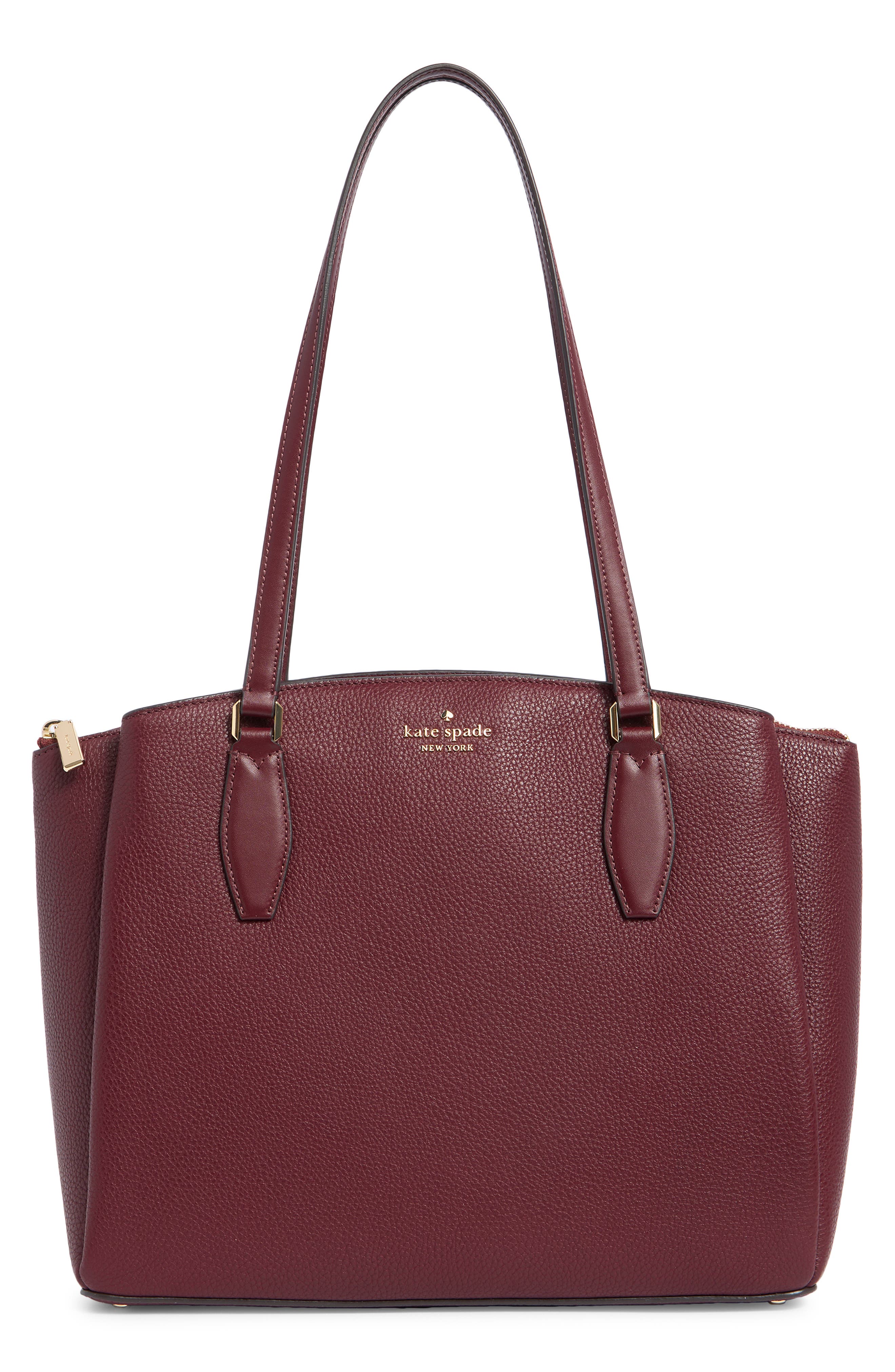 monet large triple compartment tote bag, Main, color, DARK MERLOT