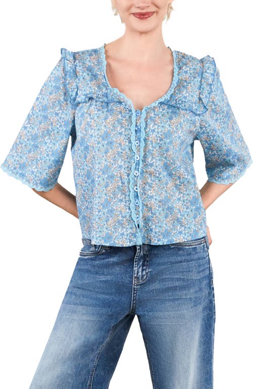 Billy T Happy Allie Floral Cotton Blend Button-up Shirt In Multi