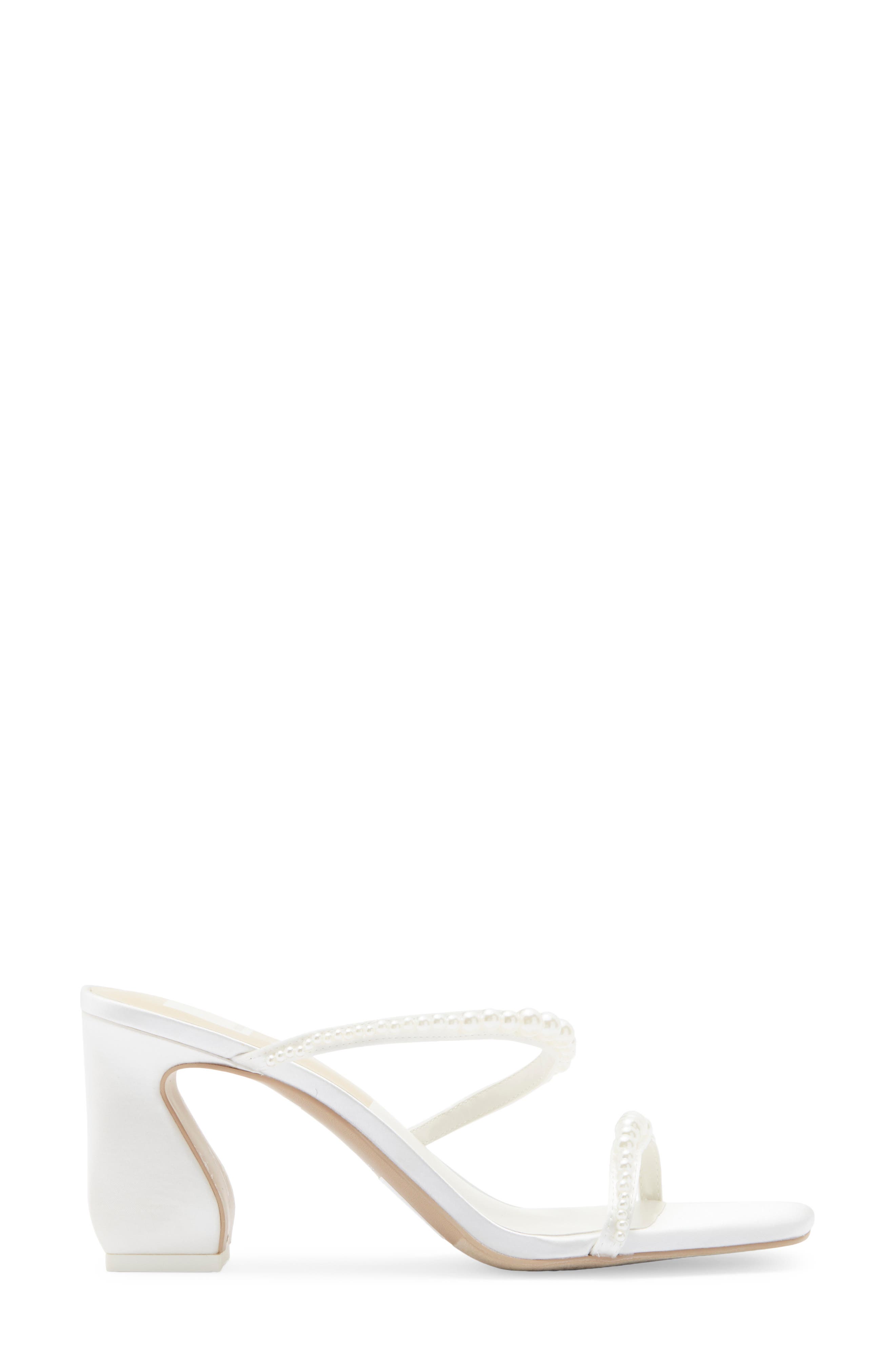 Dolce Vita Tynice Faux Pearl Sandal, Alternate, color, White Satin