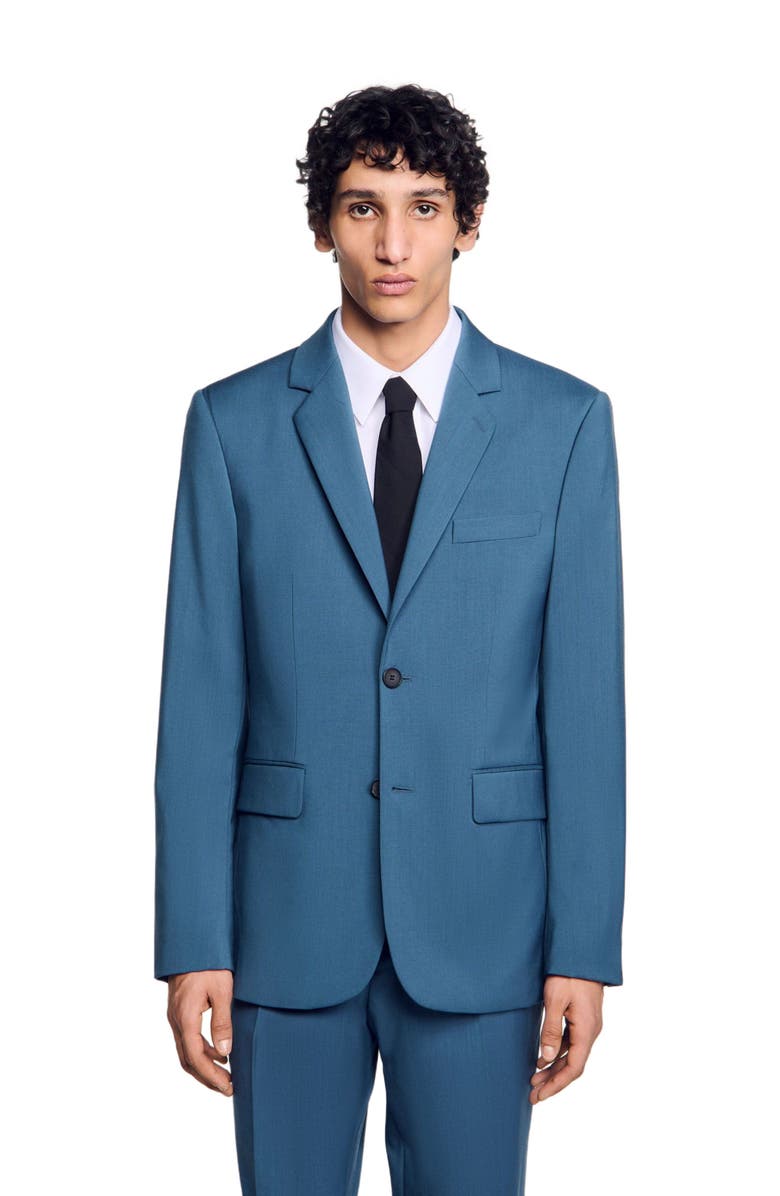SANDRO Wool suit jacket, Alternate, color, Thunderstorm Blue
