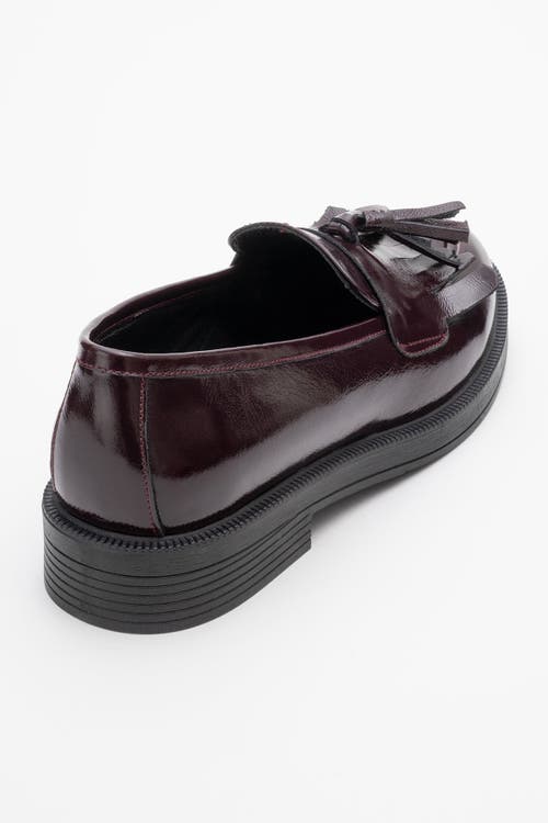 Forever & Always Shoes Milly Leather Tassel Loafer In Dark Burgundy Patent Leather