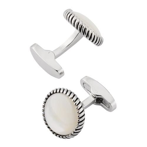 Link Up Round Cufflinks With Texture Border In Multi