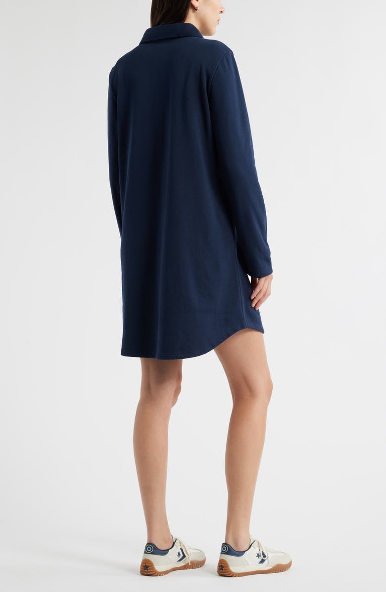 Caslon<sup>®</sup> Long Sleeve French Terry Polo Dress, Alternate, color, Navy Still