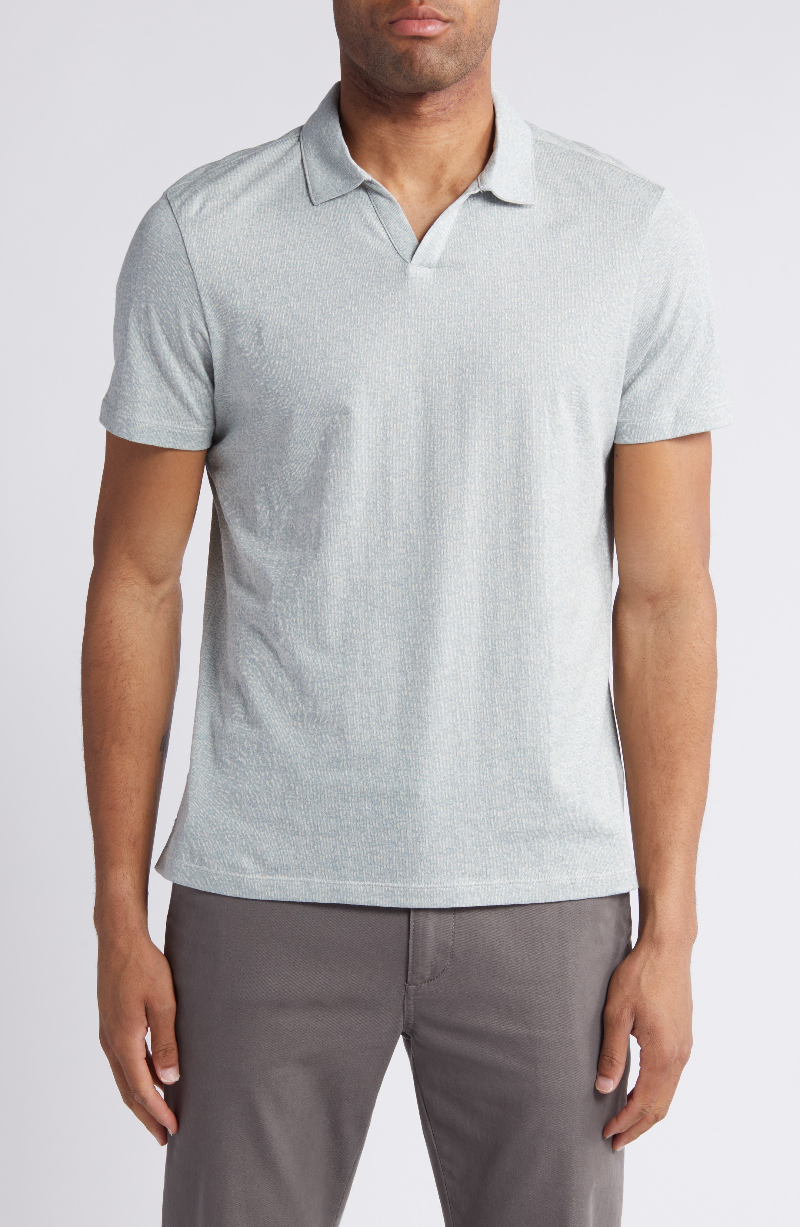 Robert Barakett Foyer Floral Cotton Johnny Collar Polo