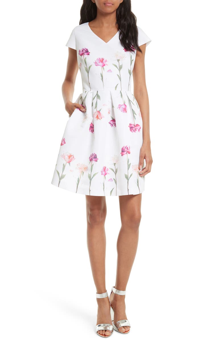 Ted Baker London Callila Sketchbook Pleat Skirt Dress, Main, color,