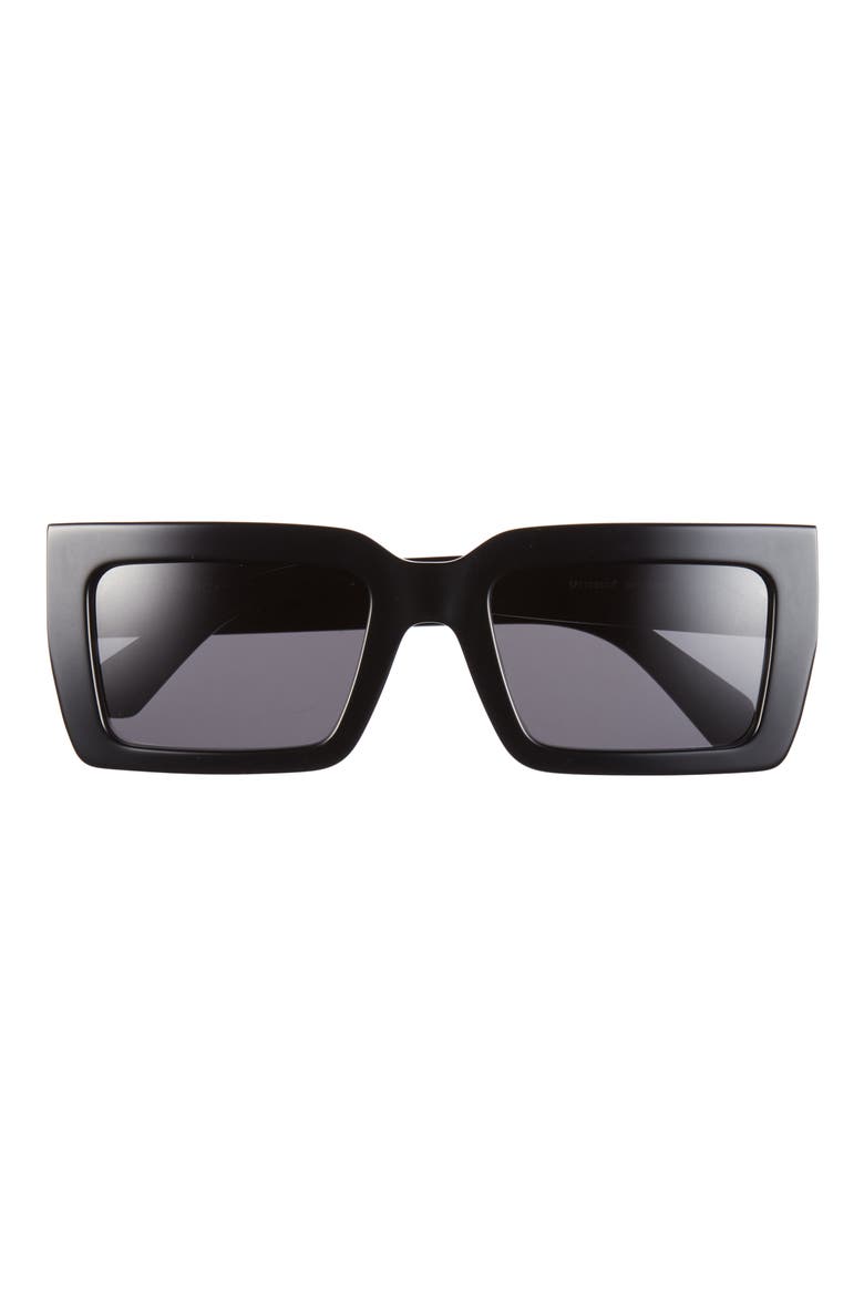 54mm Rectangular Sunglasses, Main, color, BLACK