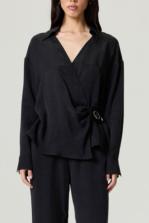 Logo Buckle Wrap Blouse