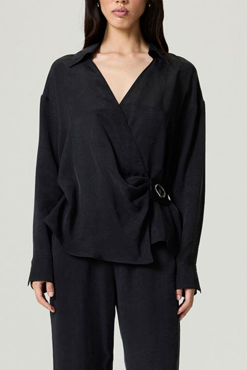 Nocturne Logo Buckle Wrap Blouse In Black