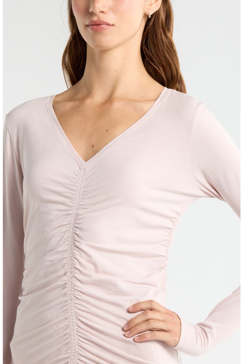 Ruched Long Sleeve T-Shirt, Alternate, color, PINK HUSH