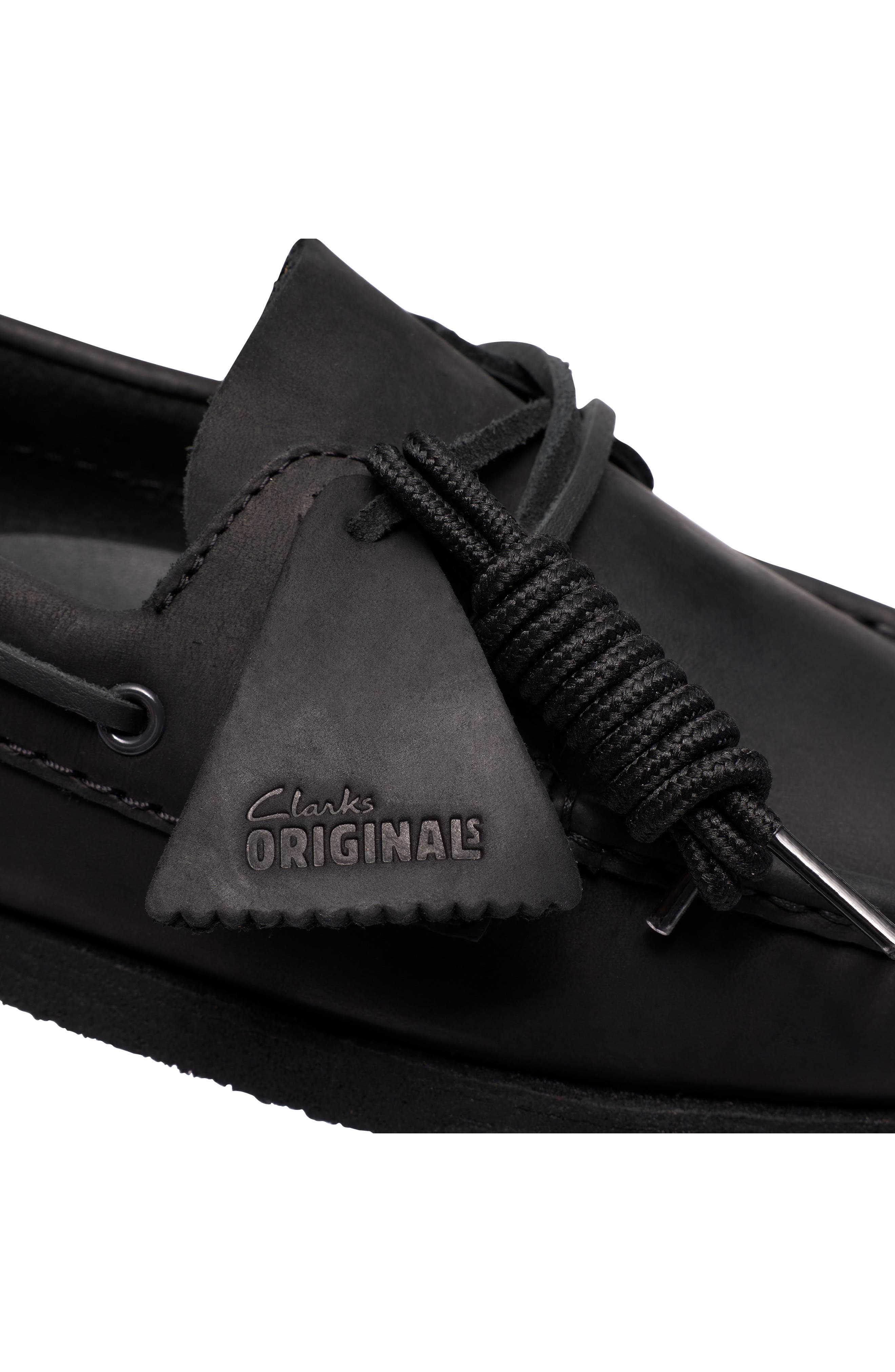 Clarks<sup>®</sup> Originals Godney Boat Shoe, Alternate, color, Black Leather