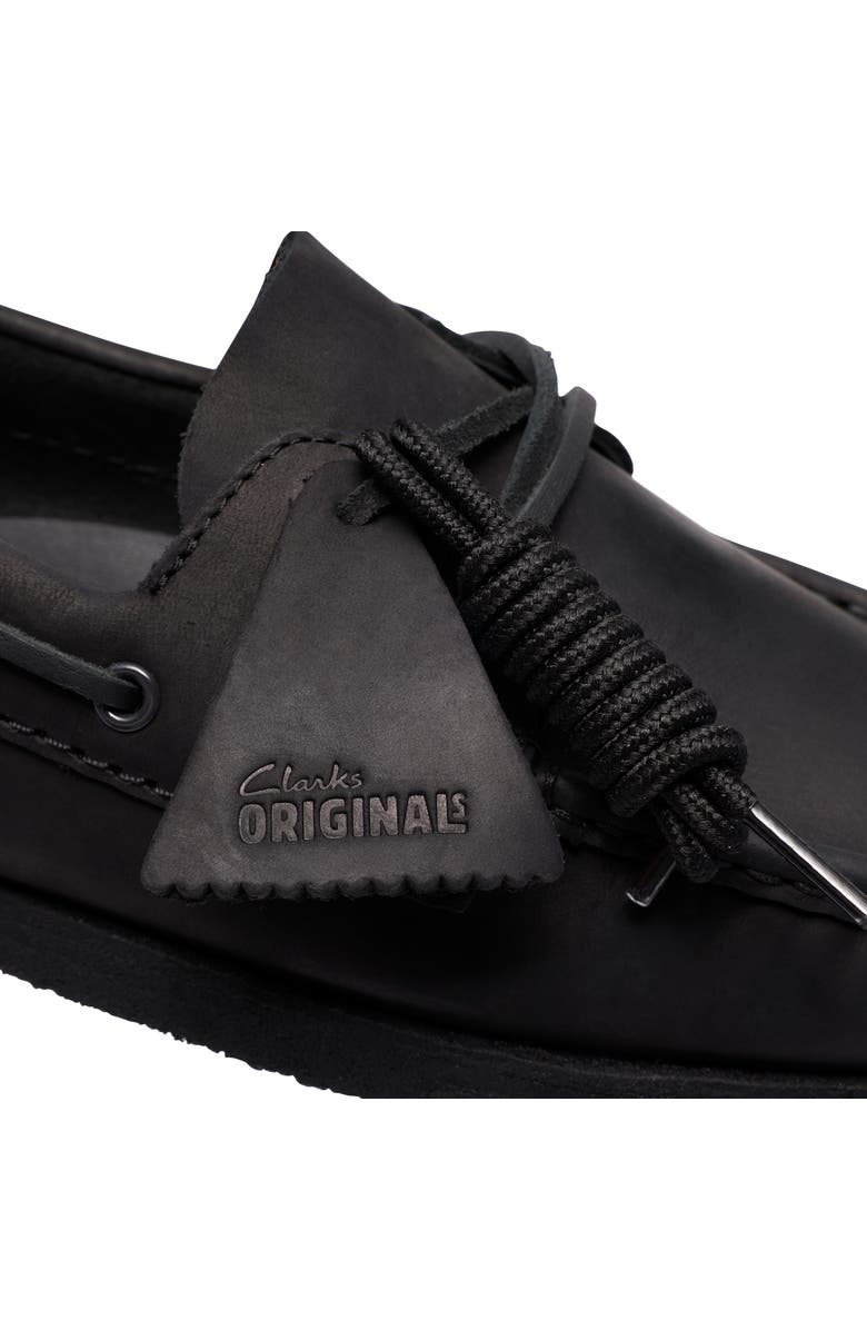Clarks<sup>®</sup> Originals Godney Boat Shoe, Alternate, color, Black Leather