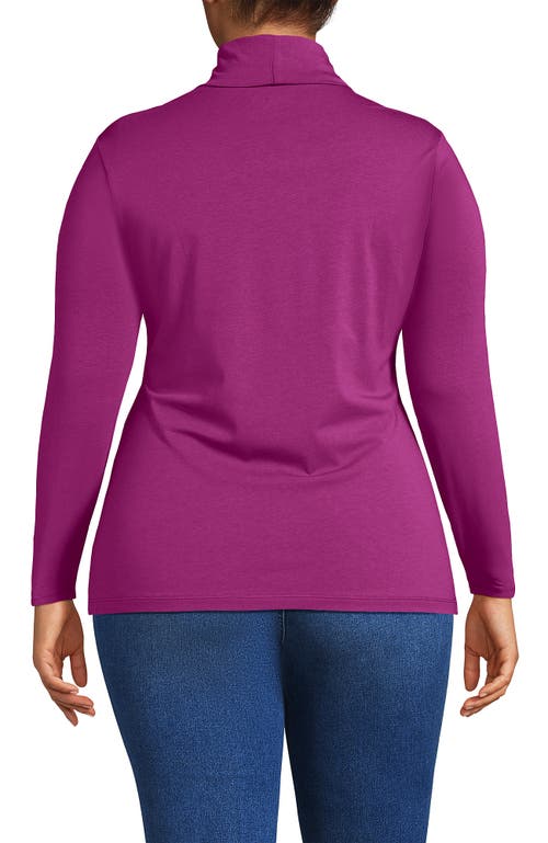 Lands' End Lightweight Jersey Skimming Long Sleeve Turtleneck In Purple