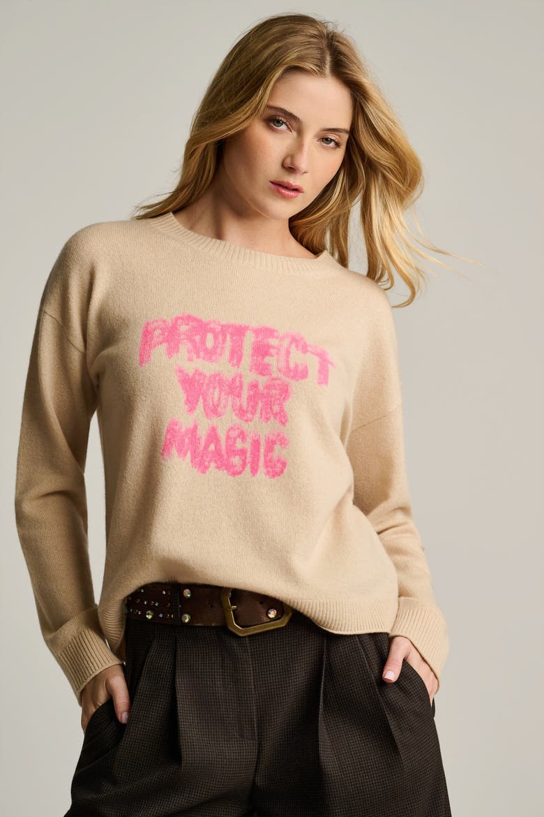 Protect Your Magic Cashmere Sweater, Main, color, Latte