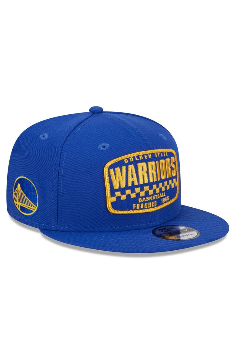 New Era Men's New Era Royal Golden State Warriors  Rally Drive Finish Line Patch 9FIFTY Snapback Hat, Main, color, Blue