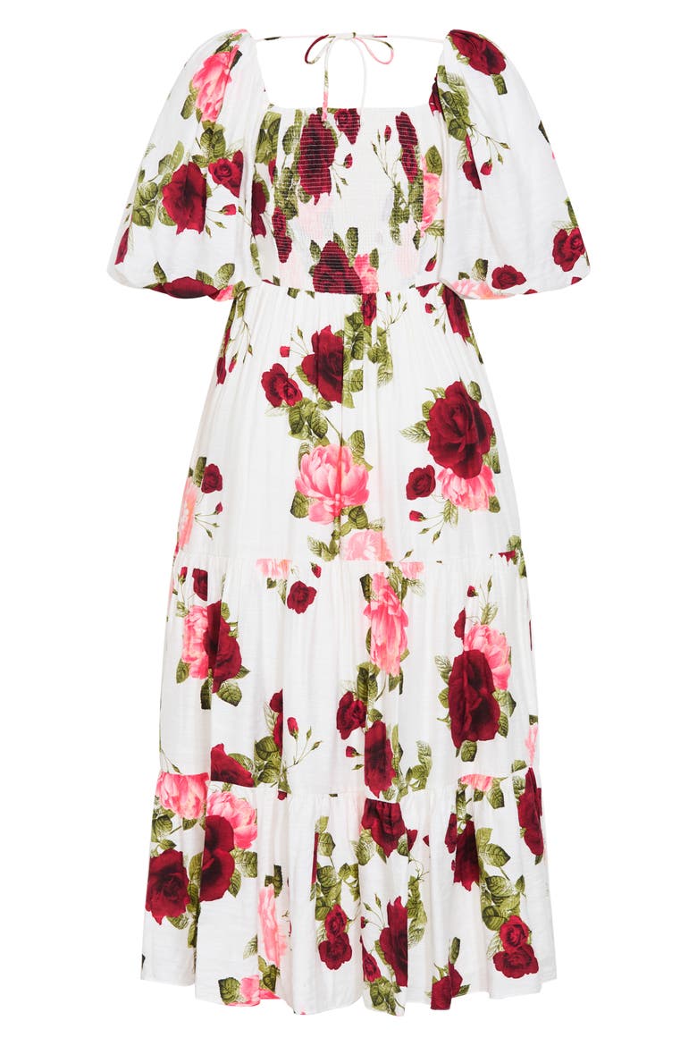 Mindy Floral Print Puff Sleeve Maxi Dress, Alternate, color, DOLCE IVORY